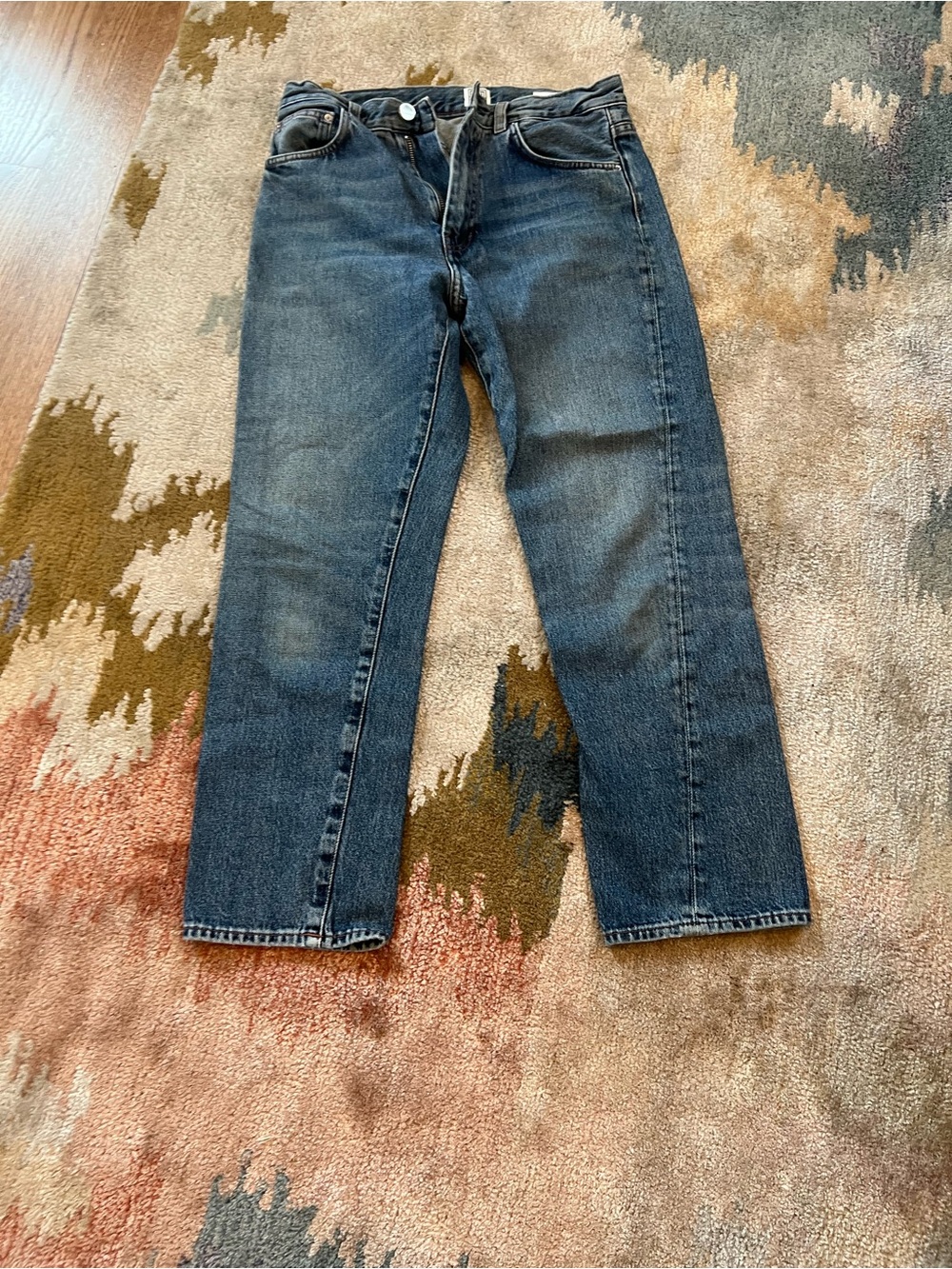 Toteme Twisted Seam Ankle Jeans Washed Blue Rigid Denim Size 27